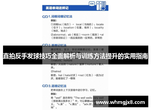 直拍反手发球技巧全面解析与训练方法提升的实用指南